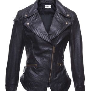 Real leather biker jacket black